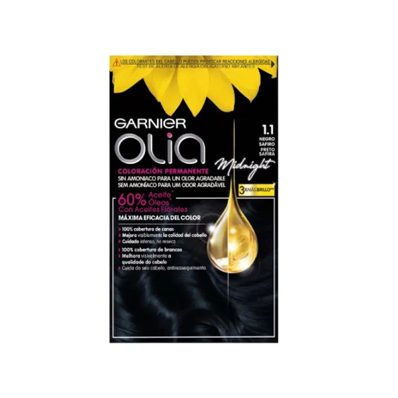 Coloration Permanente Garnier Olia 1.10 Noir Saphir - Kermatone