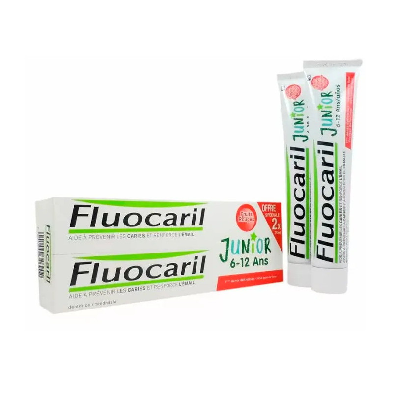 Fluocaril Junior Dentifrice Fruits Rouges 2x75ml | Kermatone