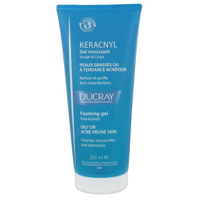 Ducray Keracnyl Gel Nettoyant 200ml pour Peau Parfaite | Kermatone