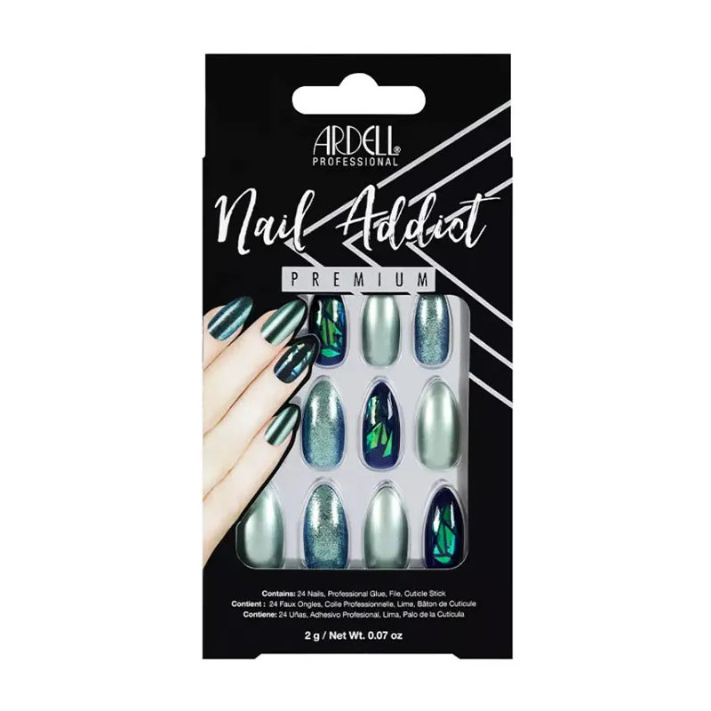 Faux Ongles Glitter Chrome Vert - Ardell Nail Addict | Kermatone