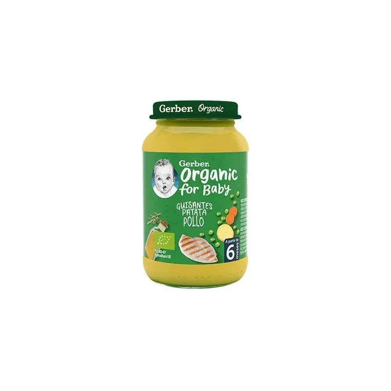 Gerber Organic - Repas Bébé Poulet aux Pois 190g | Kermatone