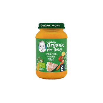 Gerber Organic Carotte Tomate Dinde 190g - Repas Bio Kermatone