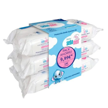Sebamed Lingettes nettoyantes pour bébés - Lot de 3 x 60 lingettes