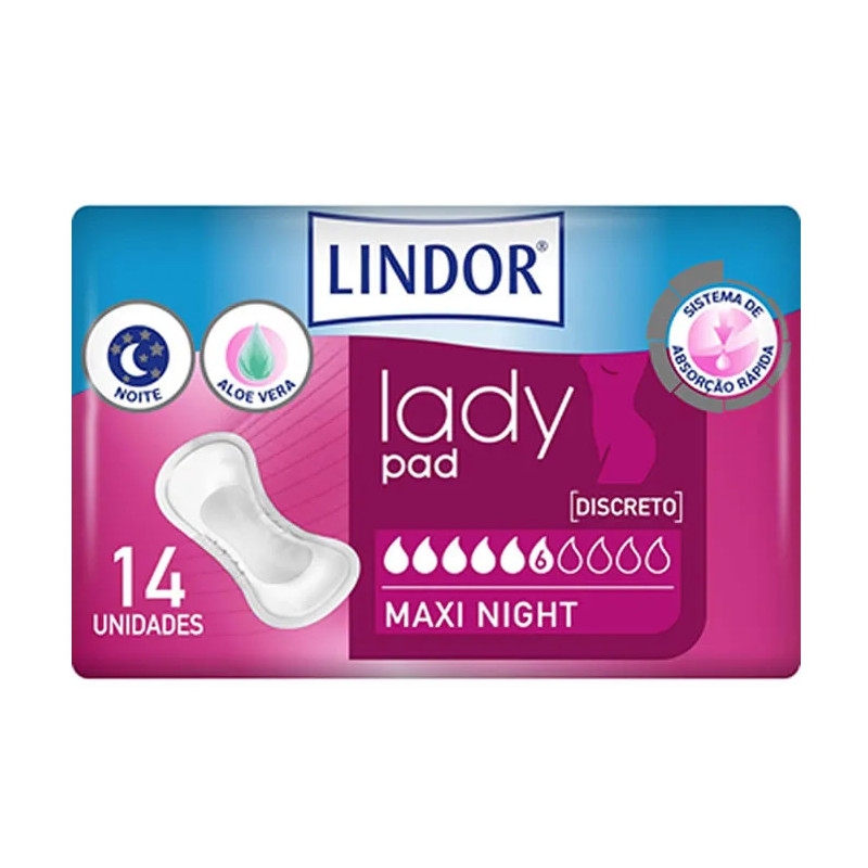Lindor Lady Pad Maxi Night - Serviettes Hygiéniques Nocturnes Kermatone