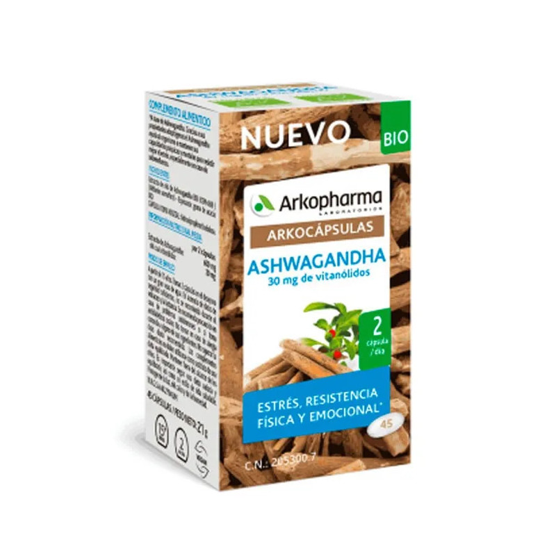 Arkocapsulas Ashwagandha Bio 45 Capsules - Bien-être naturel Kermatone