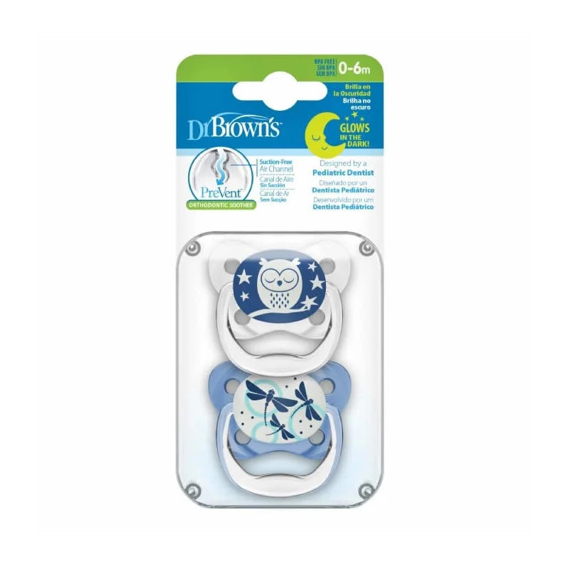 Sucette Nocturne Dr. Brown's Prevent Bleu - Kermatone