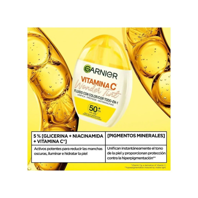 Garnier Vitamina C Wonder Tint Fluido SPF50 - Kermatone