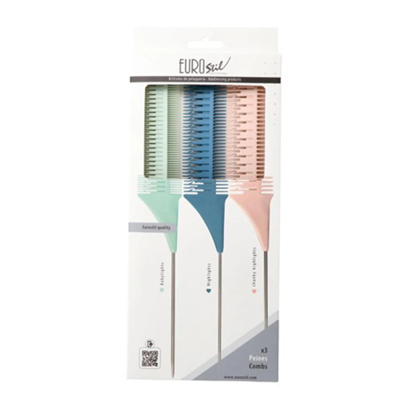 Peignes Mechas Eurostil - Set de 3 | Coiffure Pro