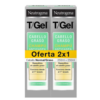 Neutrogena T/Gel Shampooing Huileux & Normal 2x250ml