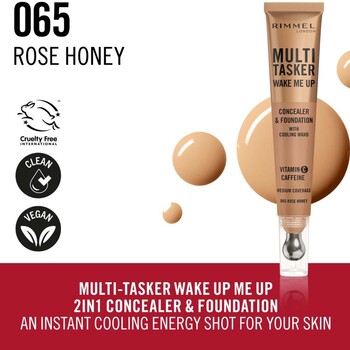 Rimmel London Multitasker Wake Me Up Corrector & Base de Maquillage Rose Honey 20ml