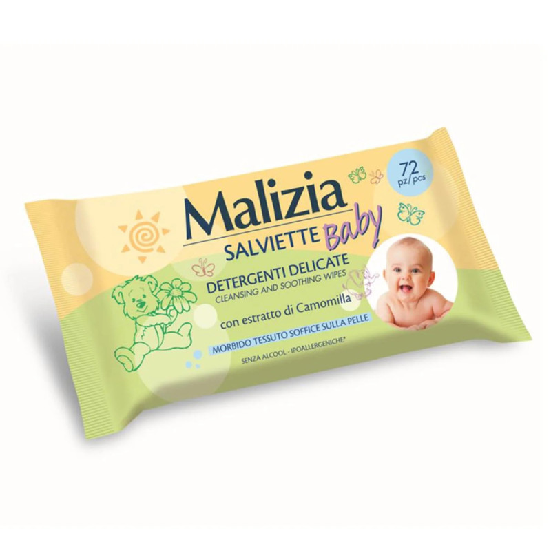 Lingettes Nettoyantes Malizia Baby Camomilla - Kermatone