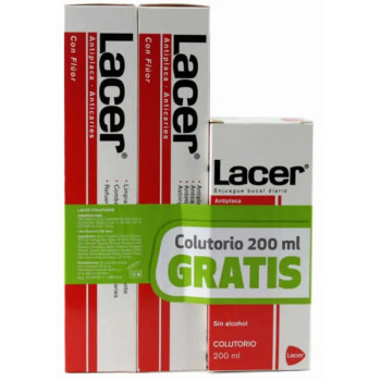 Lacer Duplo Dentifrice + Bain de Bouche Antiplaque