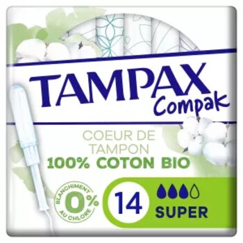Tampax Algodón 100 Orgánico Súper 14 uds