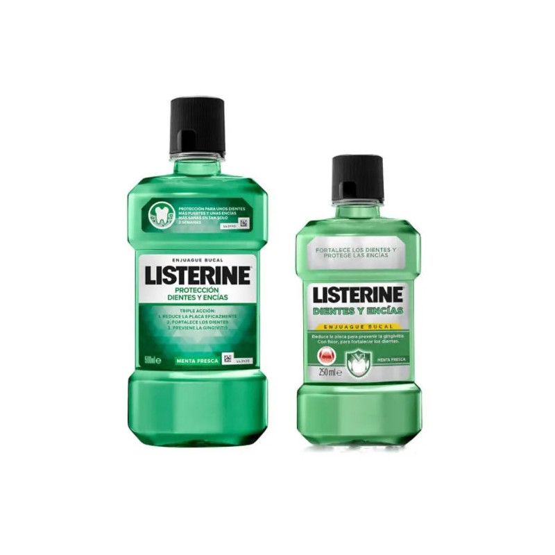 Listerine Bain de bouche Dents et Gencives 500 ml + 250 ml