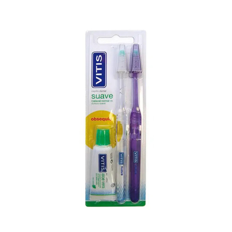 Vitis Pack Brosse à Dents Souple 2U + Dentifrice 15 ml Gratuit