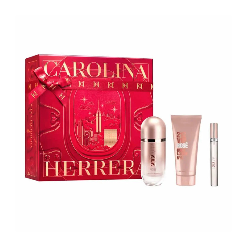 Carolina Herrera 212 Vip Rose Eau de Parfum Spray Coffret 3 Produits 80 ml