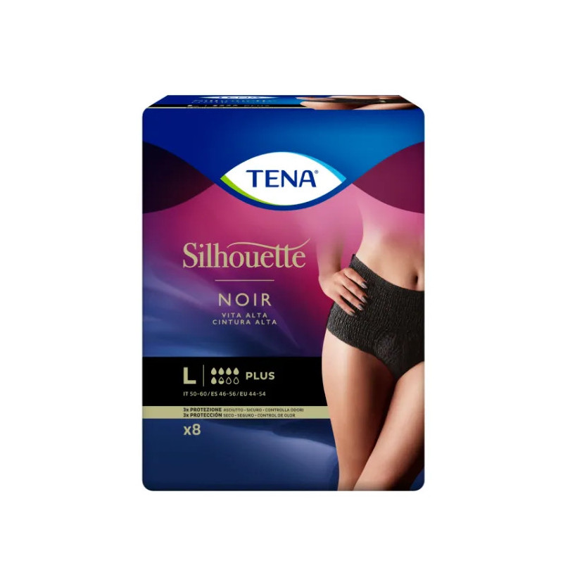 Culottes Tena Silhouette Tall Noires L - Protection Discrète | Kermatone