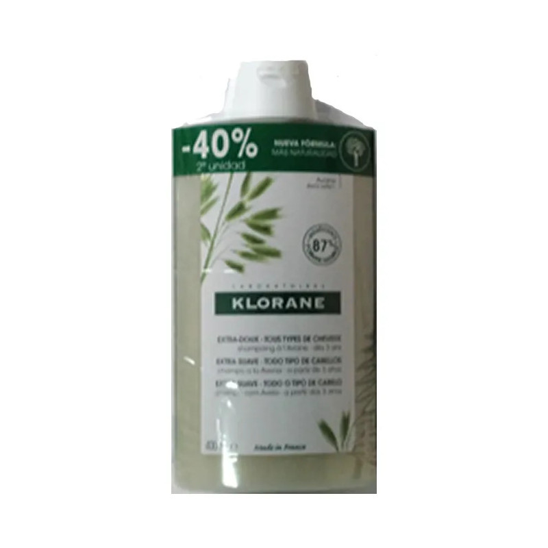 Klorane Champú Extra Suave Avoine 2x400ml - Douceur & Protection | Kermatone