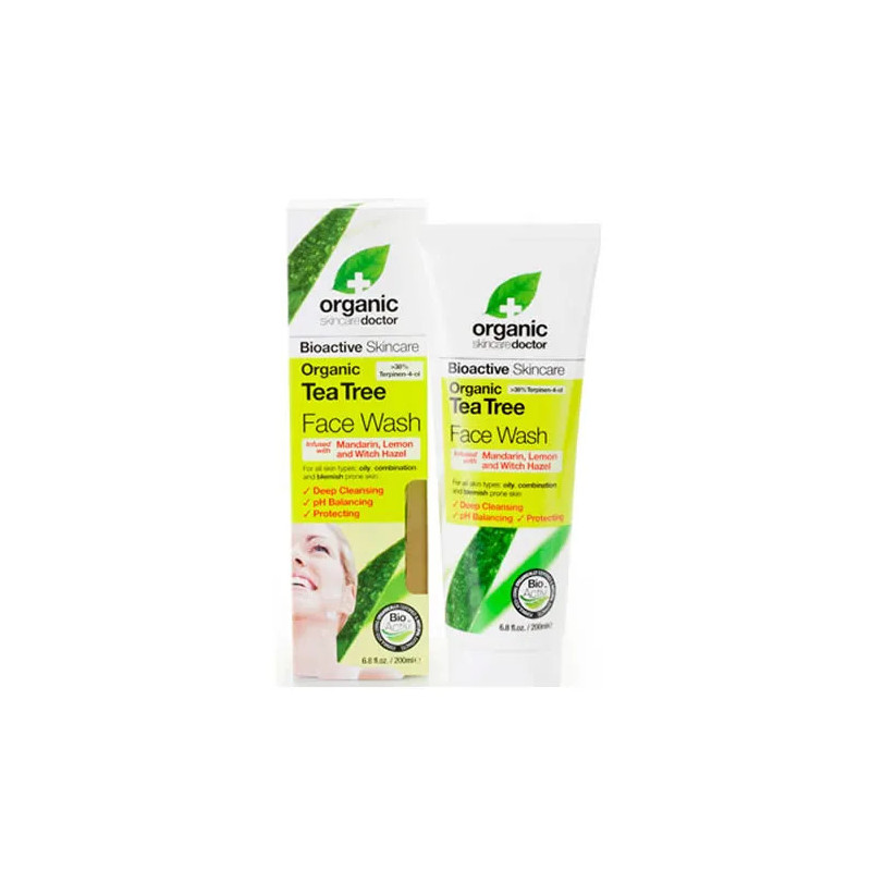 Dr Organic Tea Tree Nettoyant Visage 200ml - Kermatone