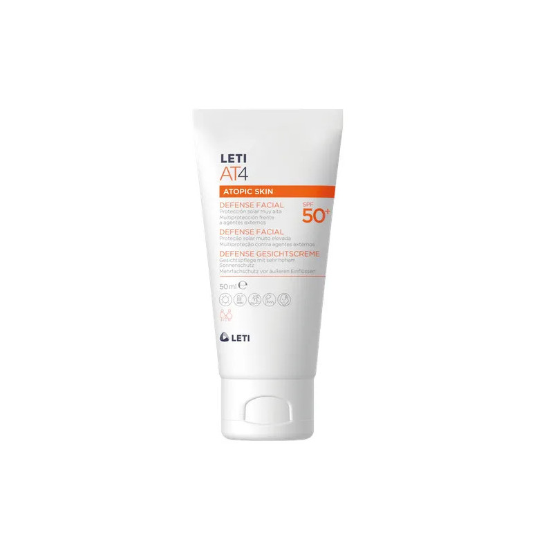 Leti AT4 Defense Facial SPF50+ - Protection Solaire Peau Sensible | Kermatone