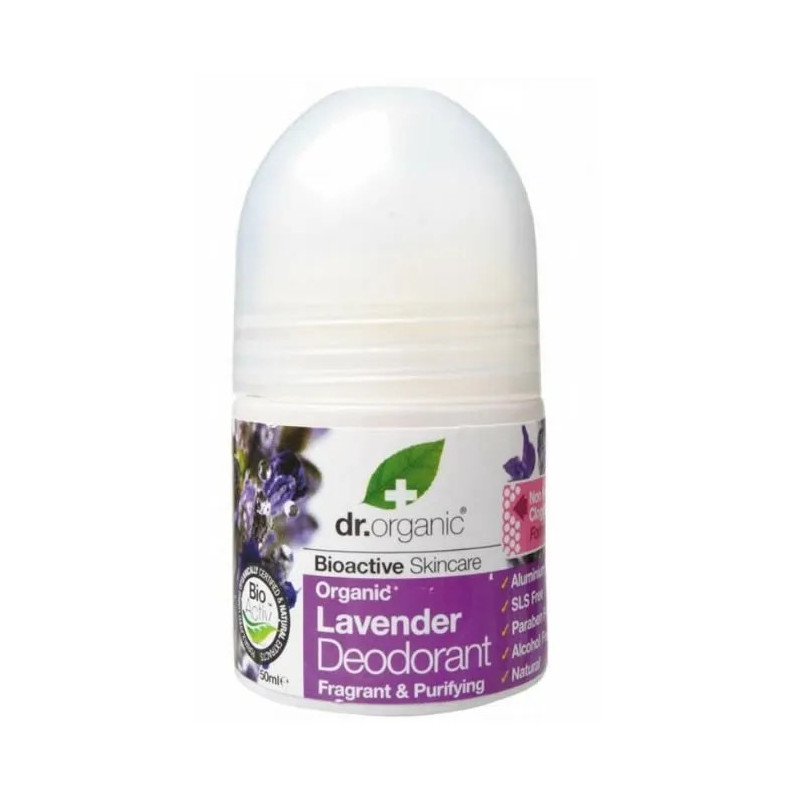 Dr Organic Déodorant Lavande Roll On 50ml - Kermatone