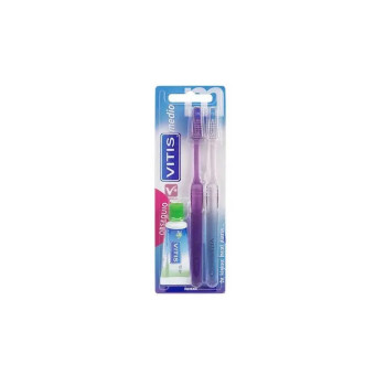 Vitis Duplo Medium Brush + Anticaries 15ml - Hygiène parfaite | Kermatone